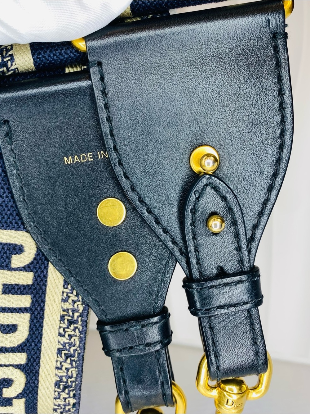 Dior Black Saddle Shoulder Bag with Gold 'D' Charm - Picture 12 of 13
